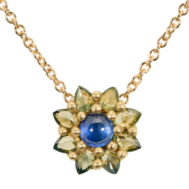 Blue & Green Daisy Necklace - Made to Order